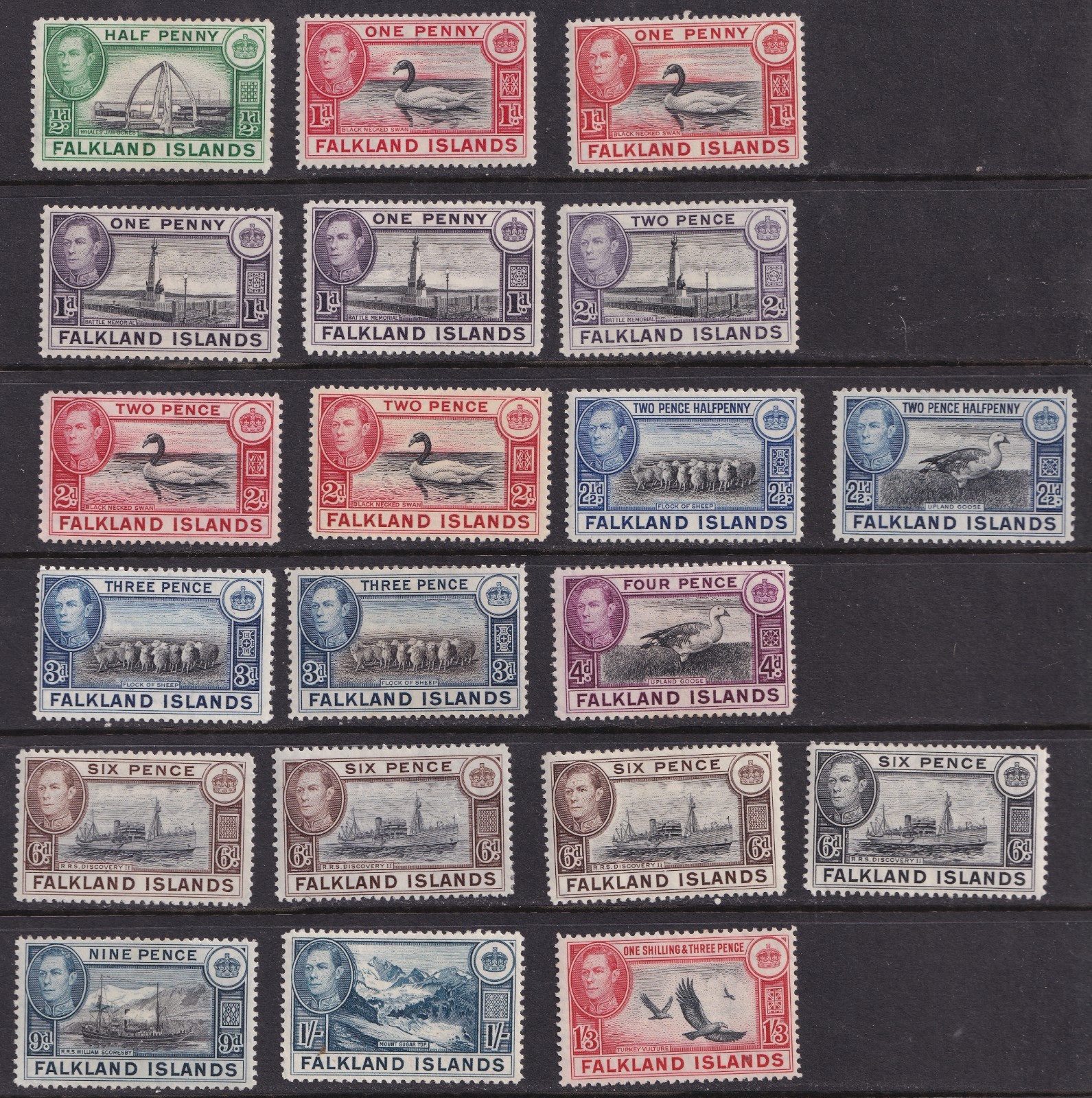 Falkland Islands Stamps 1938 SG146/157;147a;148a;150a;153a;155a;158a;159 CV £196 Falkland Islands Stamps 1938 SG146/157;147a;148a;150a;153a;155a;158a;159 CV £196