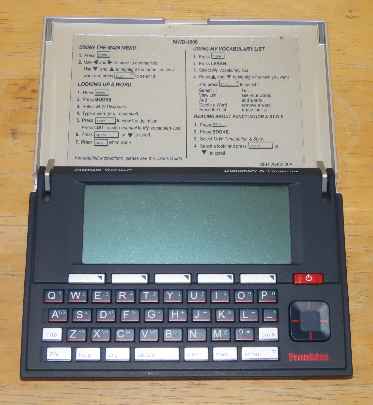 Franklin MWD-1500 Merriam Webster Electronic Dictionary/Thesaurus Franklin MWD-1500 Merriam Webster Electronic Dictionary/Thesaurus