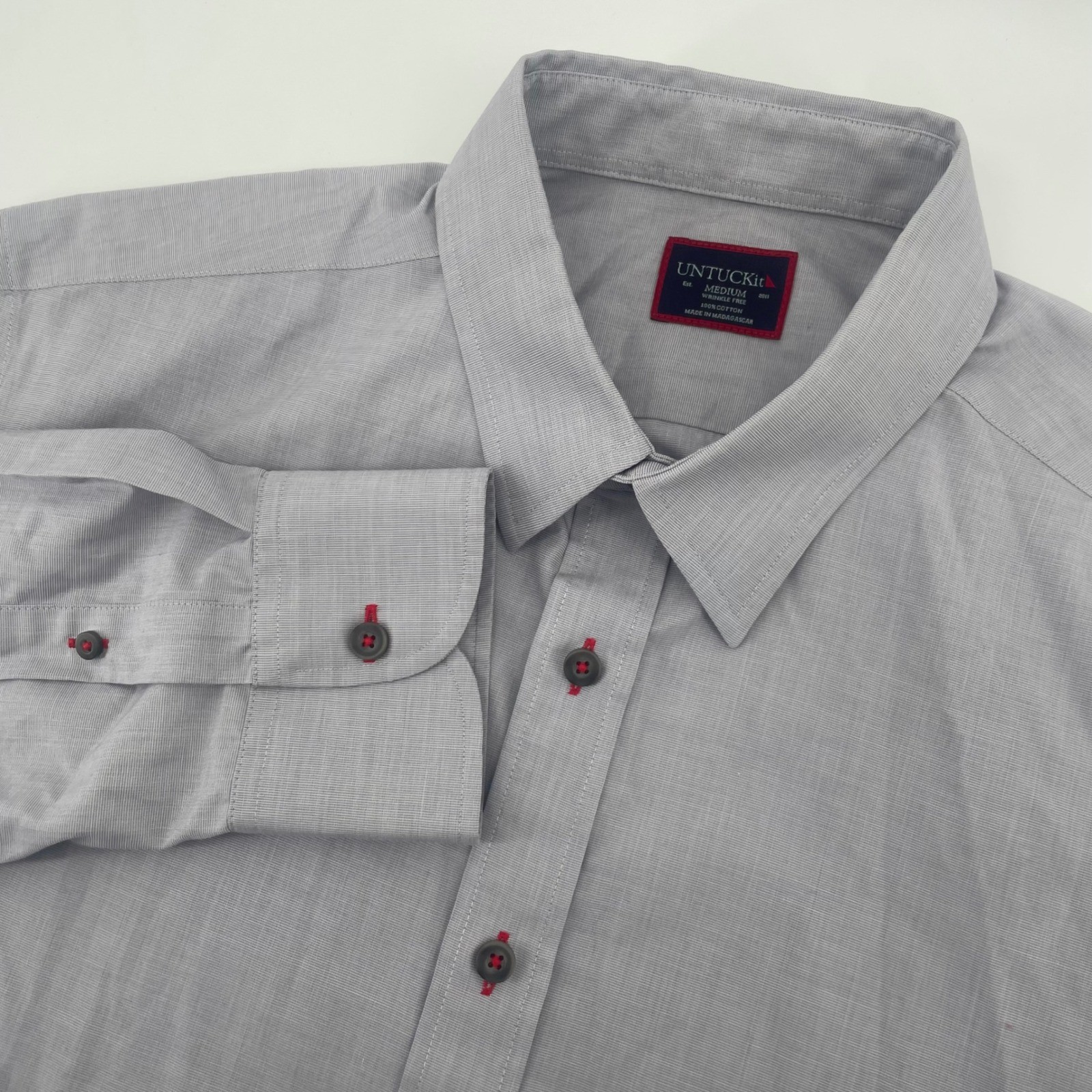 UNTUCKit Rubican WF Button Down Mens Medium Grey Wrinkle Free Regular Fit