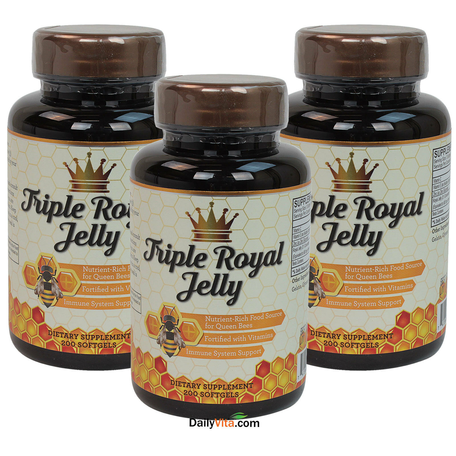 3 x Triple Royal Jelly Formula 200 Caps +Zinc +Beeswax+Beta Carotene+VE 3 x Triple Royal Jelly Formula 200 Caps +Zinc +Beeswax+Beta Carotene+VE