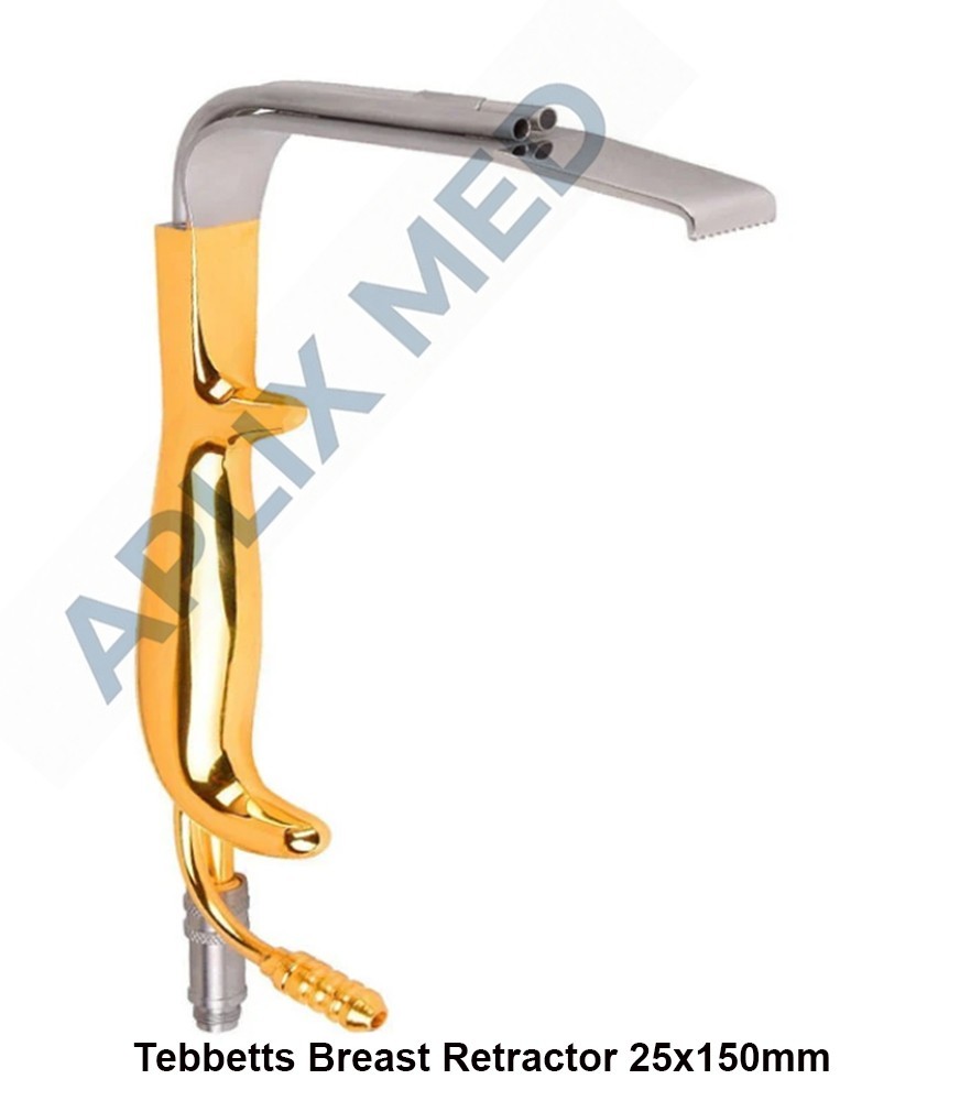 Tebbetts Breast Retractor Serrated 25mm x 150mm Tip with Light Guide & Suction Tebbetts Breast Retractor Serrated 25mm x 150mm Tip with Light Guide & Suction