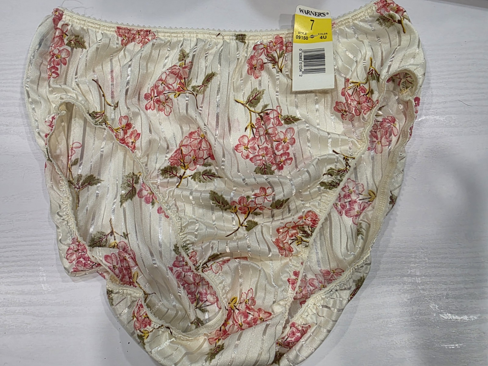 VTG NOS Warner’s Bright Stripes Floral Bikini Panties NWT Size Large  #19150