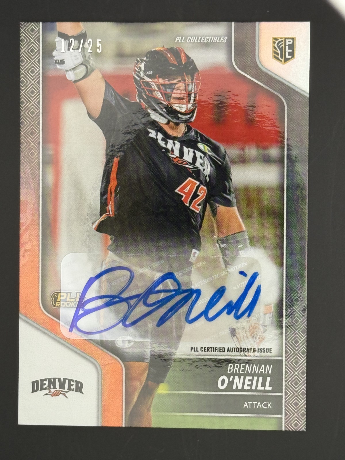 2024 PLL Brennan O\'Neill Rookie RC Auto 12/25 Silver Foil Parallel Denver #104