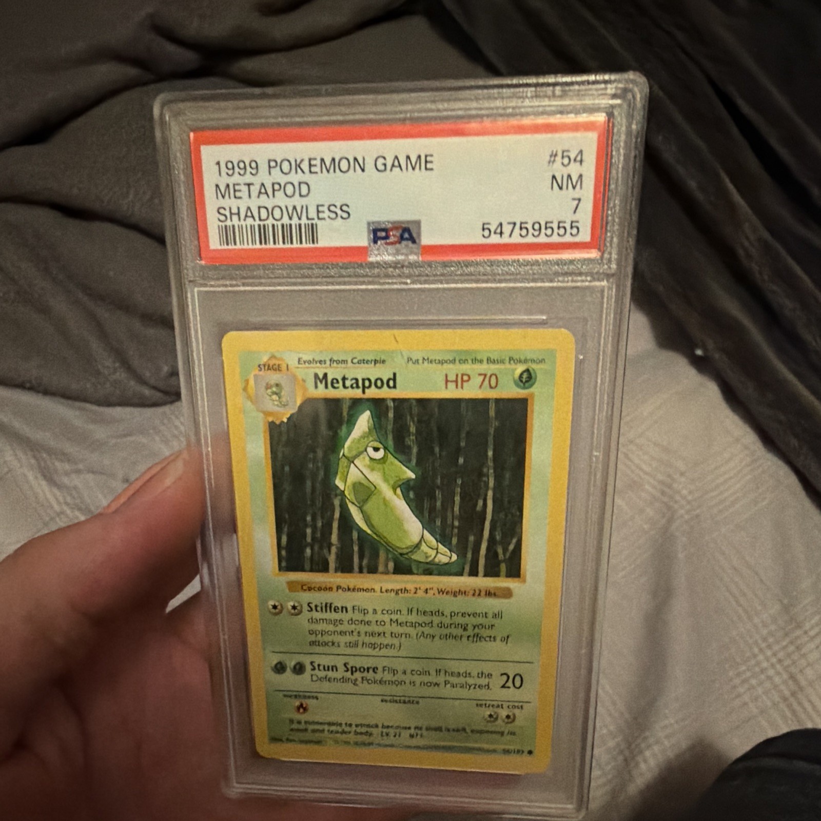 PSA 7 1999 Pokemon TCG Metapod 54/102 Base Set Shadowless Regular