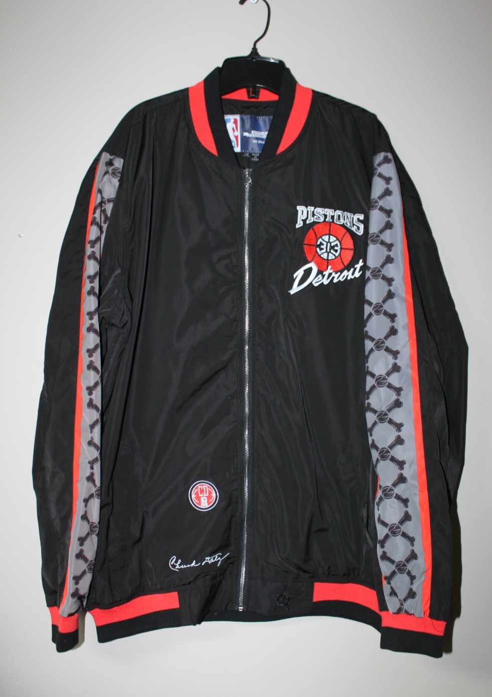 New NBA Detroit Pistons City Edition nylon zip up jacket men's XXL slim fit