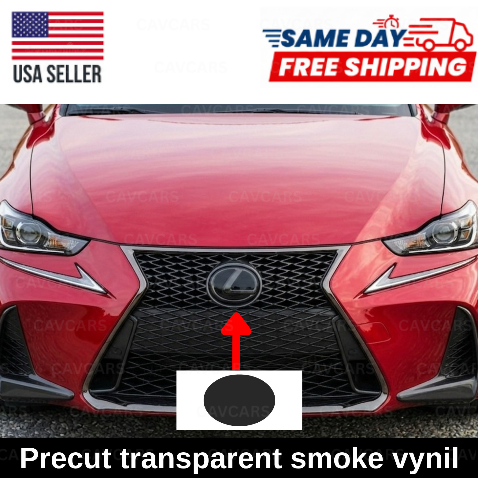 FOR 2017-2020 LEXUS IS FRONT EMBLEM SMOKE PRECUT TINT VYNIL OVERLAY PPF DECAL