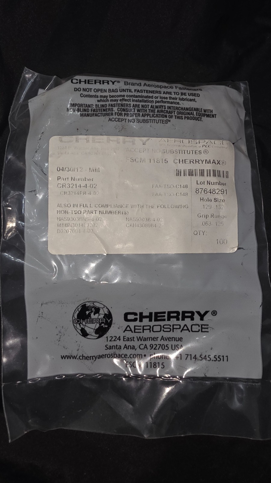 CR3214-4-2 Cherrymax rivet CR3214-4-2 Cherrymax rivet