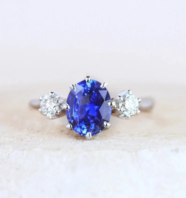 4Ct Oval Cut Natural Tanzanite & Diamond Anniversary Ring 950 Platinum 4Ct Oval Cut Natural Tanzanite & Diamond Anniversary Ring 950 Platinum