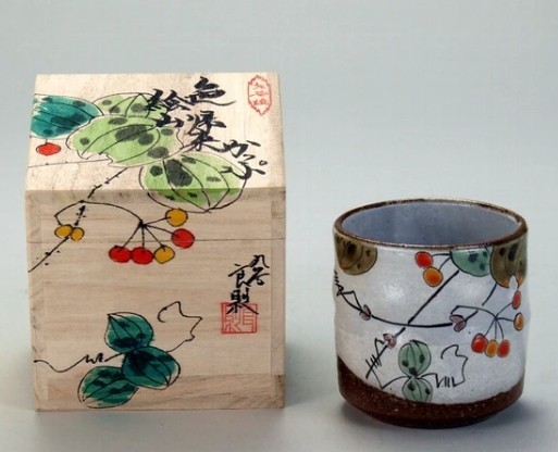 Kutani ware Porcelain Japanese TEA CUP Yamakaeri YUNOMI 2800ml Japan Wooden Box
