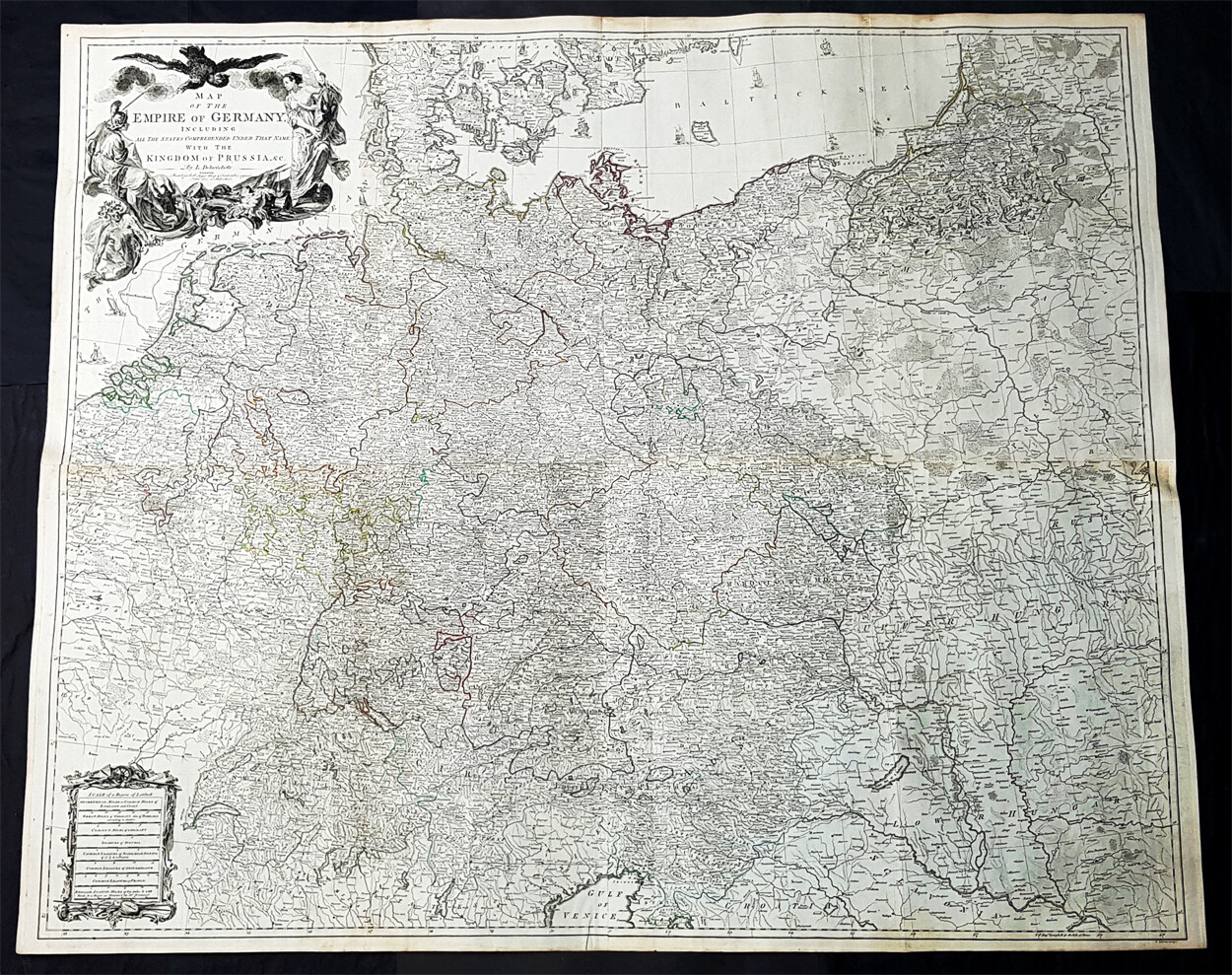 1759 Delarochette & Kitchin 1st Ed. Antique Map of Germany Central Europe, Rare 1759 Delarochette & Kitchin 1st Ed. Antique Map of Germany Central Europe, Rare