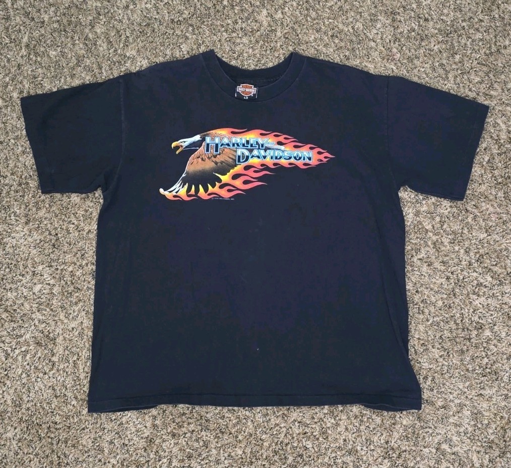 VINTAGE Harley Davidson T Shirt Men Large Black Flaming Eagle Flame 1989 VINTAGE Harley Davidson T Shirt Men Large Black Flaming Eagle Flame 1989