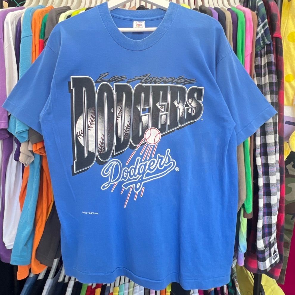 90s Remake Los Angeles Dodgers Logo MLB Baseball Blue T shirt HN6577