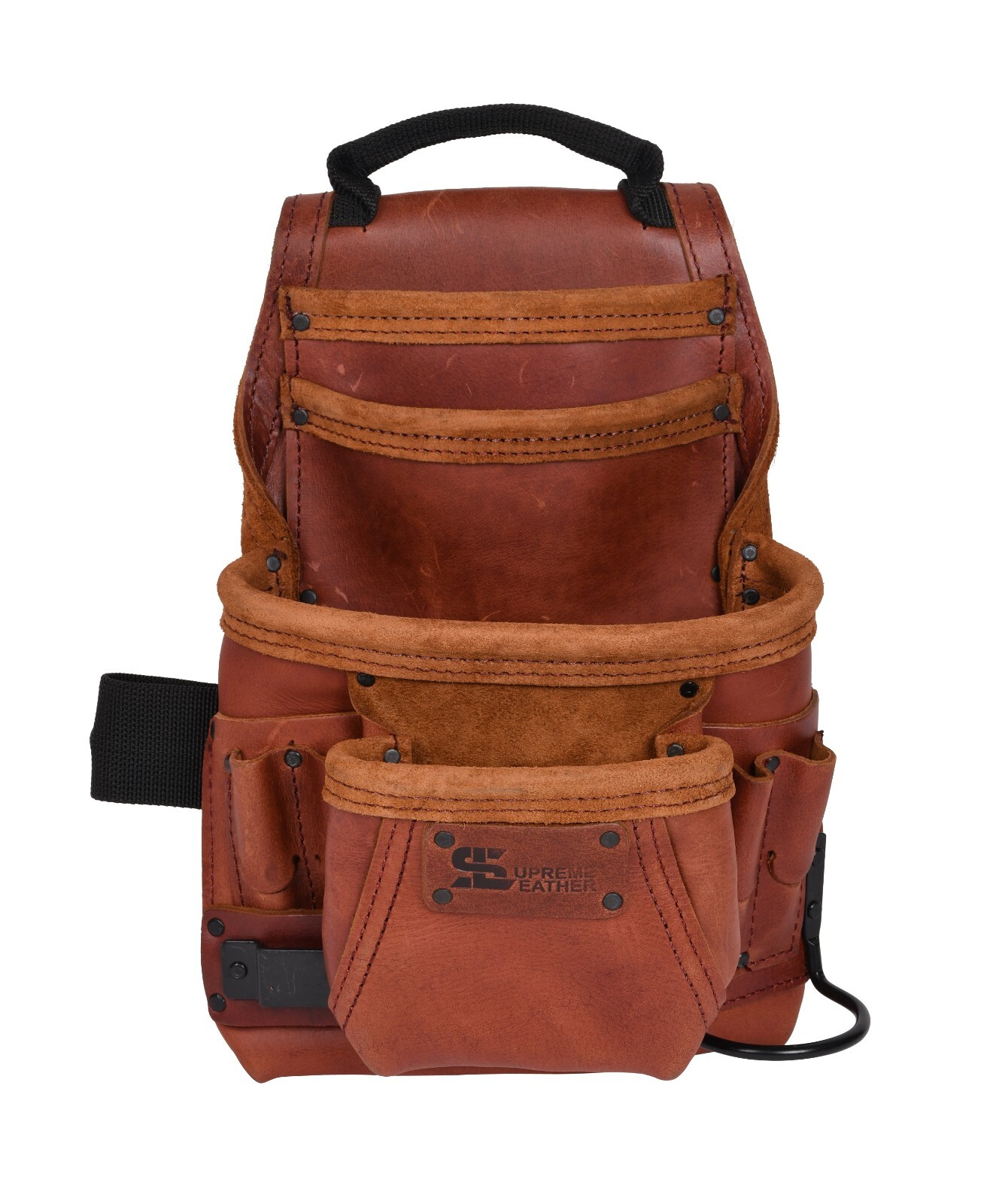 Leather 10 PKT Tool Pouch w/ Speed Square Pocket