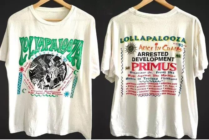 HOT Lollapalooza 1993 Vintage Festival Music Tour T Shirt Unisex Tee S-5XL