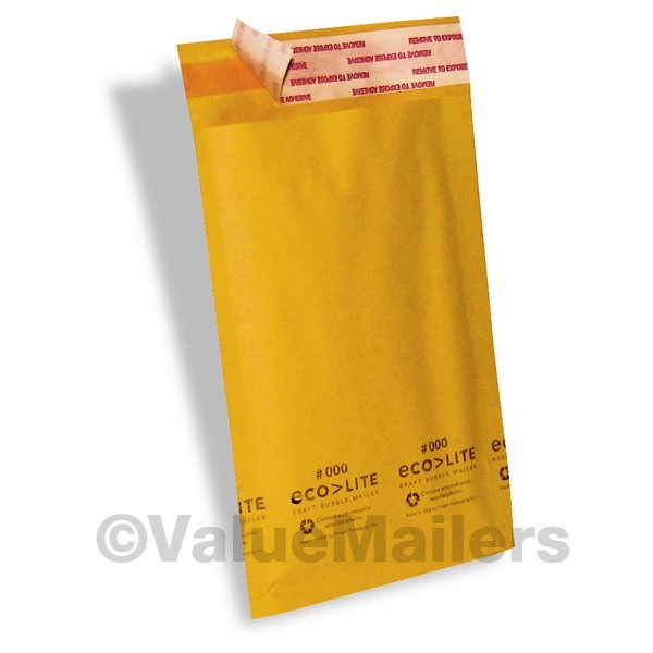 500 4x8 #000 (USA) Ecolite Premium Kraft Bubble Mailers Padded Bags 4\