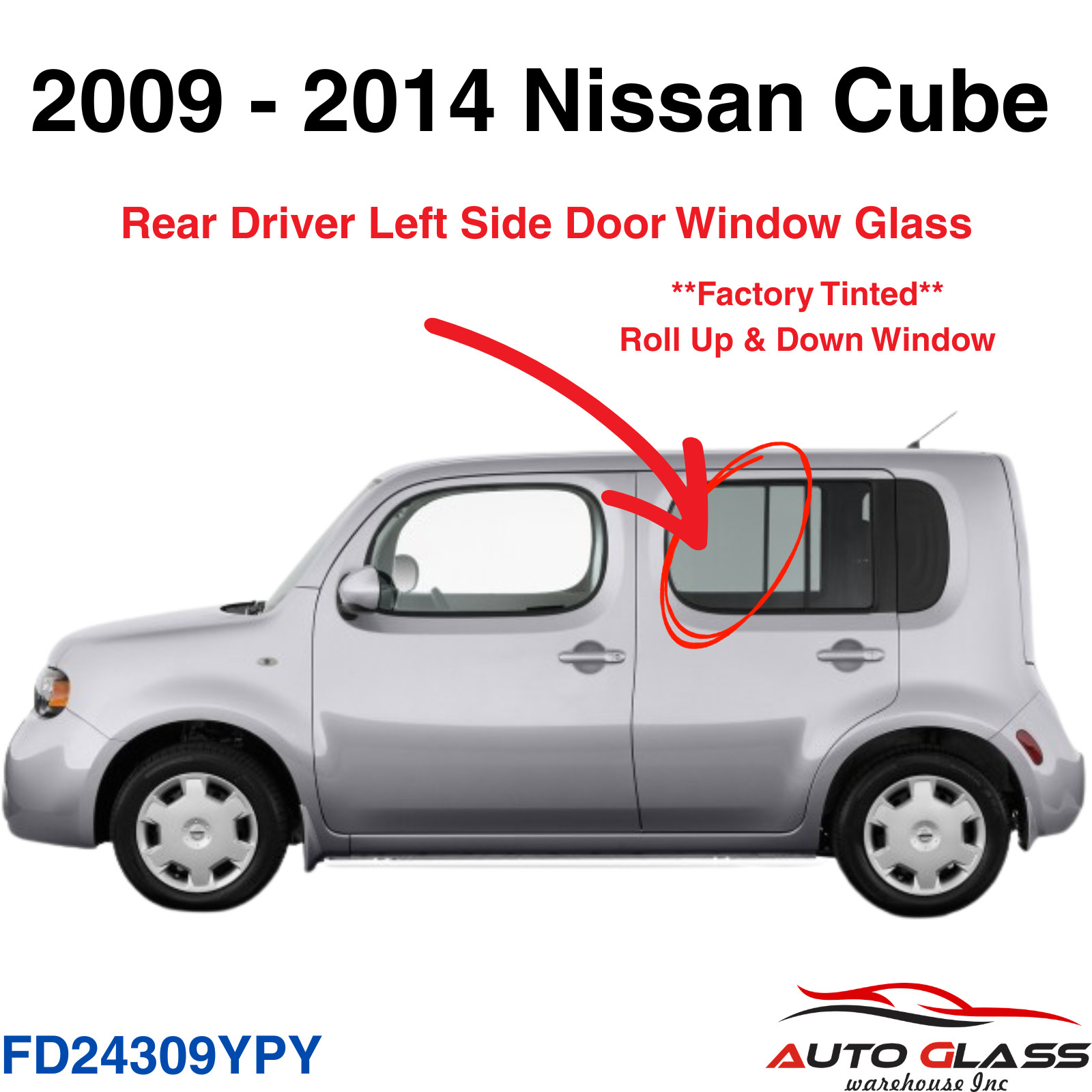 Fits 2009-2014 Nissan Cube Driver Left Side Rear Door Window Glass Tinted Fits 2009-2014 Nissan Cube Driver Left Side Rear Door Window Glass Tinted