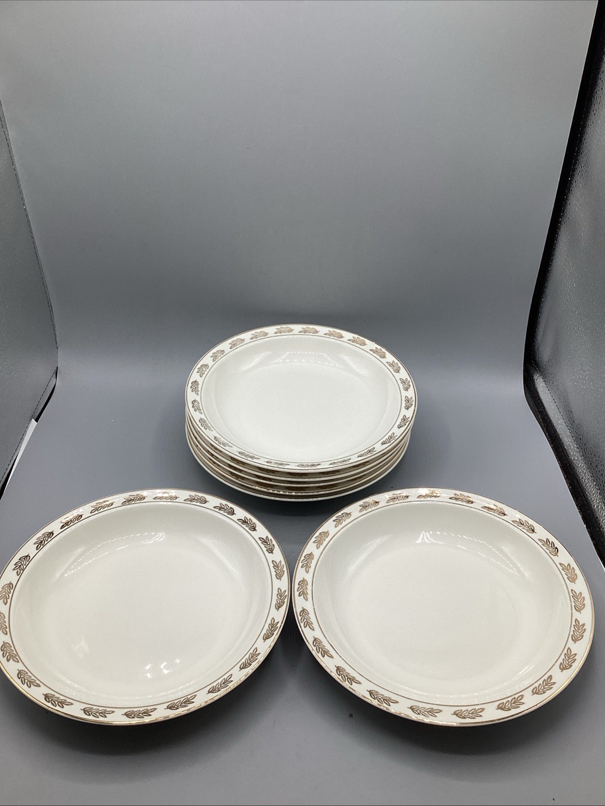 (7) Mid-Century Superior Hall Quality Dinnerware 8.5” Bowls Golden Oak Lot *RARE