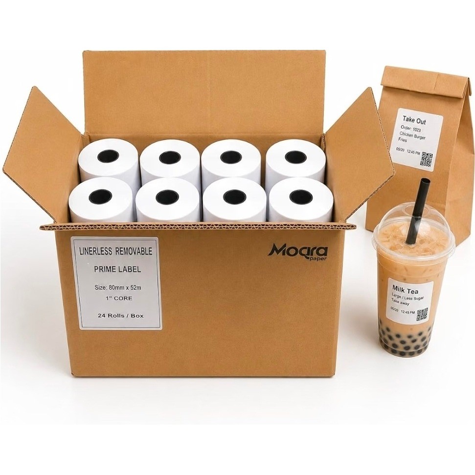 24 Rolls Moqra Paper Sticky Linerless Thermal Labels 1\