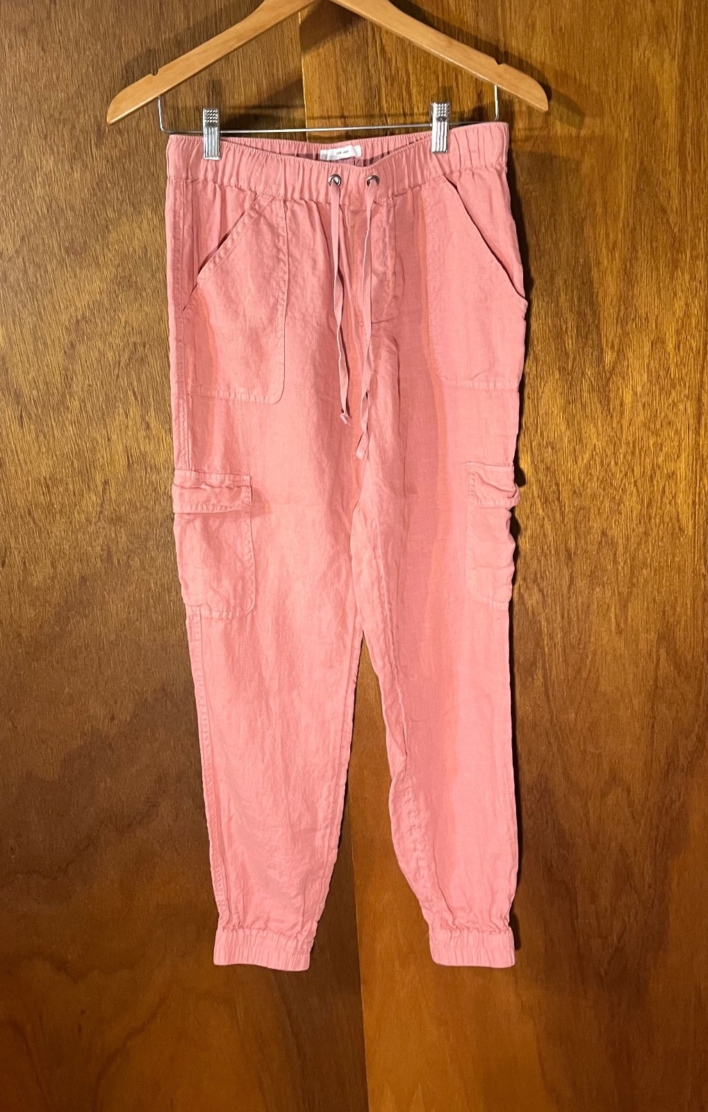 Nicole Miller Pink Linen Cargo Joggers Pants Nicole Miller Pink Linen Cargo Joggers Pants
