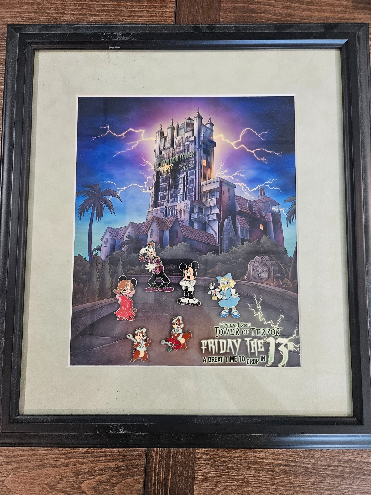 Disney Tower of Terror Friday 13th Framed 6 Pin Set LE 100 Mickey Minnie RARE