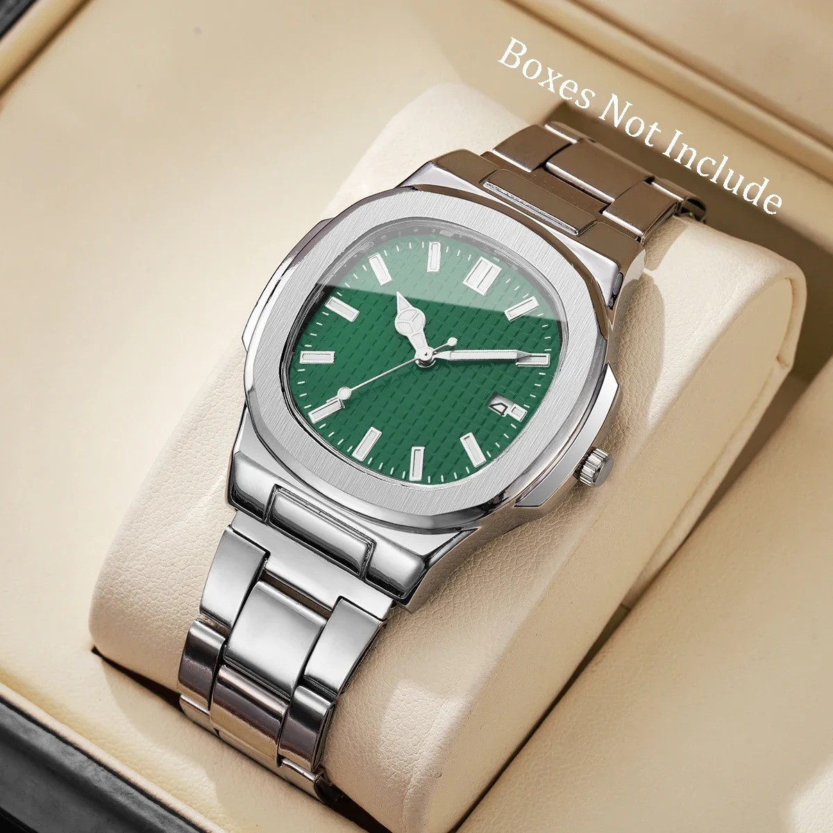 Men\'s Watch Stainless Steel Bracelet Band Calendar Dial Analog Quartz Wristwatch Men\'s Watch Stainless Steel Bracelet Band Calendar Dial Analog Quartz Wristwatch