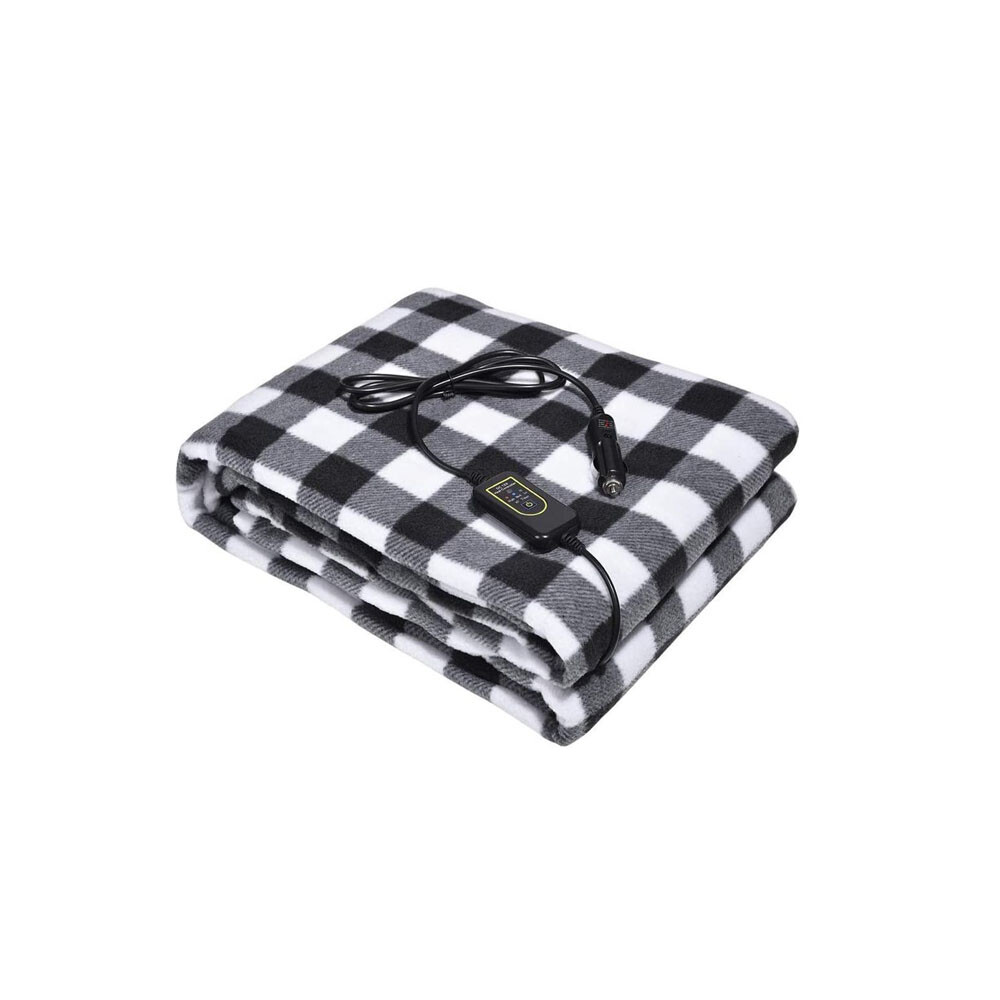 12V Heated Fleece Car Blanket With Controller For Timer & Heat Levels