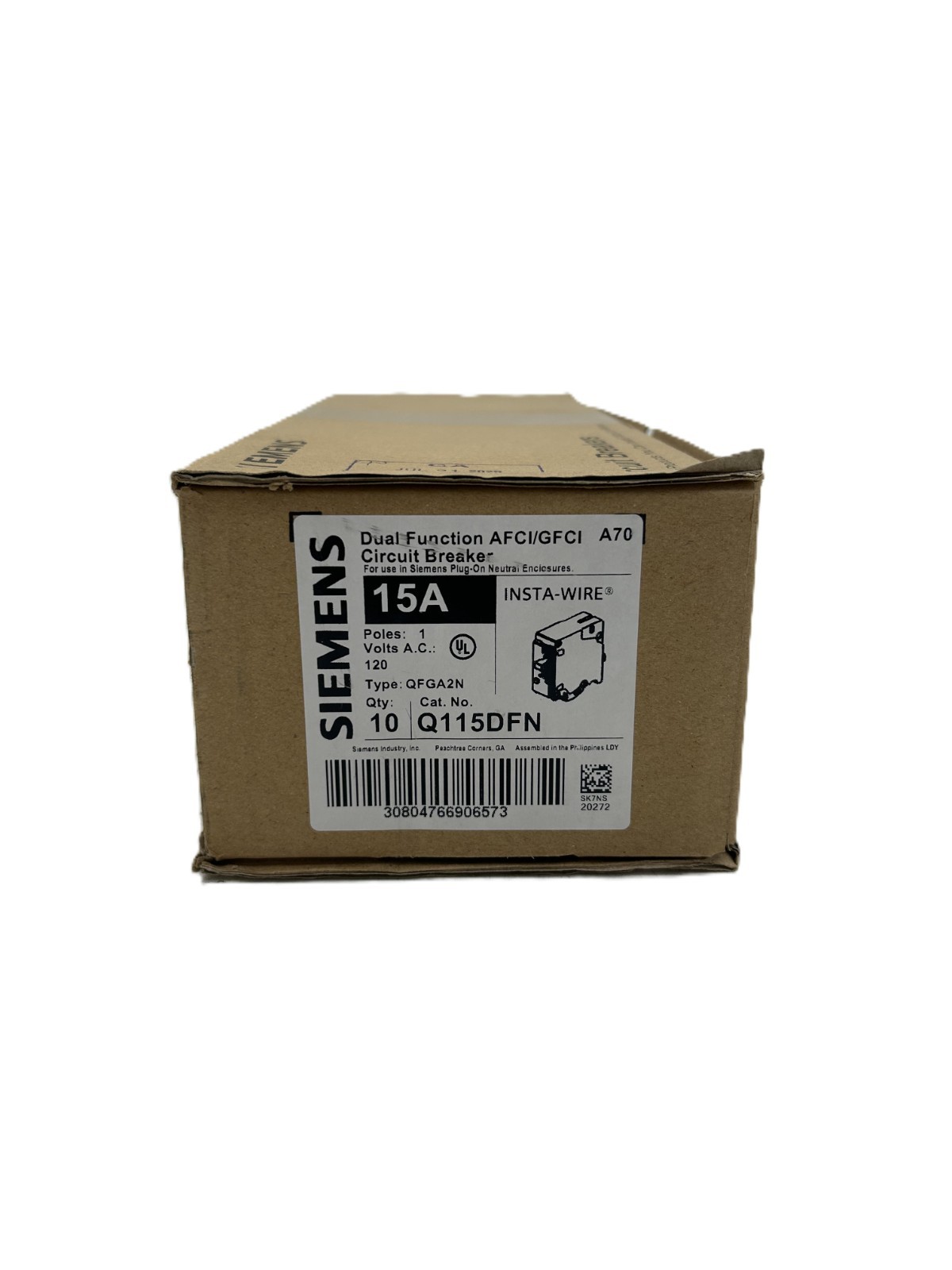 (10) New Siemens Q115DFN Dual Function AFCI/GFCI Circuit Breaker 15A 1P 120VAC (10) New Siemens Q115DFN Dual Function AFCI/GFCI Circuit Breaker 15A 1P 120VAC