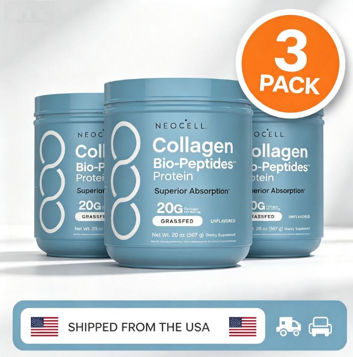 3pc NeoCell Collagen Powder 20oz – Solution Bioactive for Skin & Joint Support