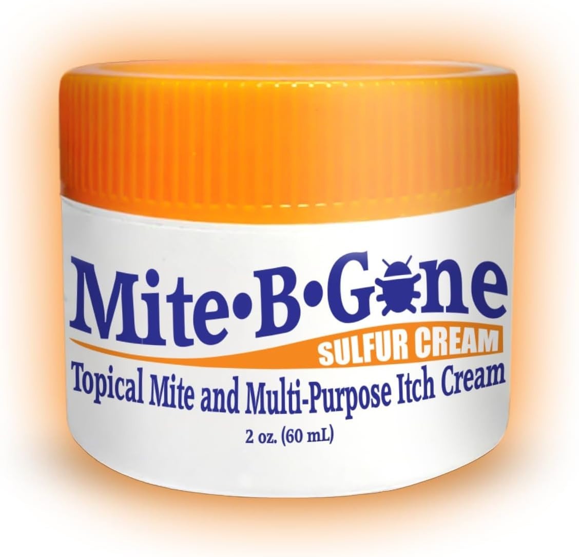 Mite-B-Gone 10% Sulfur Cream Relief from Mites, Insect Bites, Acne, Fungus Mite-B-Gone 10% Sulfur Cream Relief from Mites, Insect Bites, Acne, Fungus