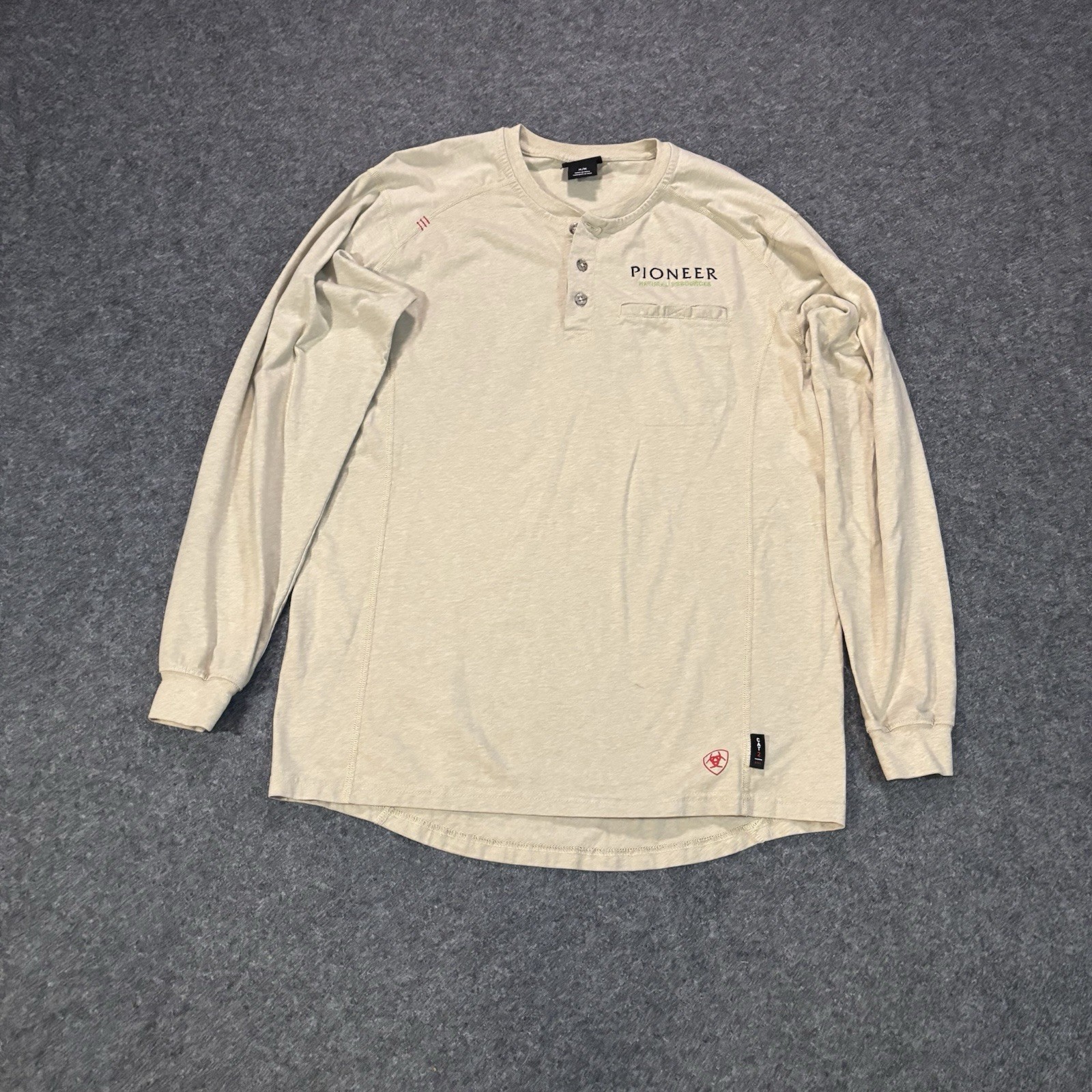 Ariat FR Henley Shirt Mens Medium Beige Flame Resistant CAT 2 2112 Workwear Ariat FR Henley Shirt Mens Medium Beige Flame Resistant CAT 2 2112 Workwear