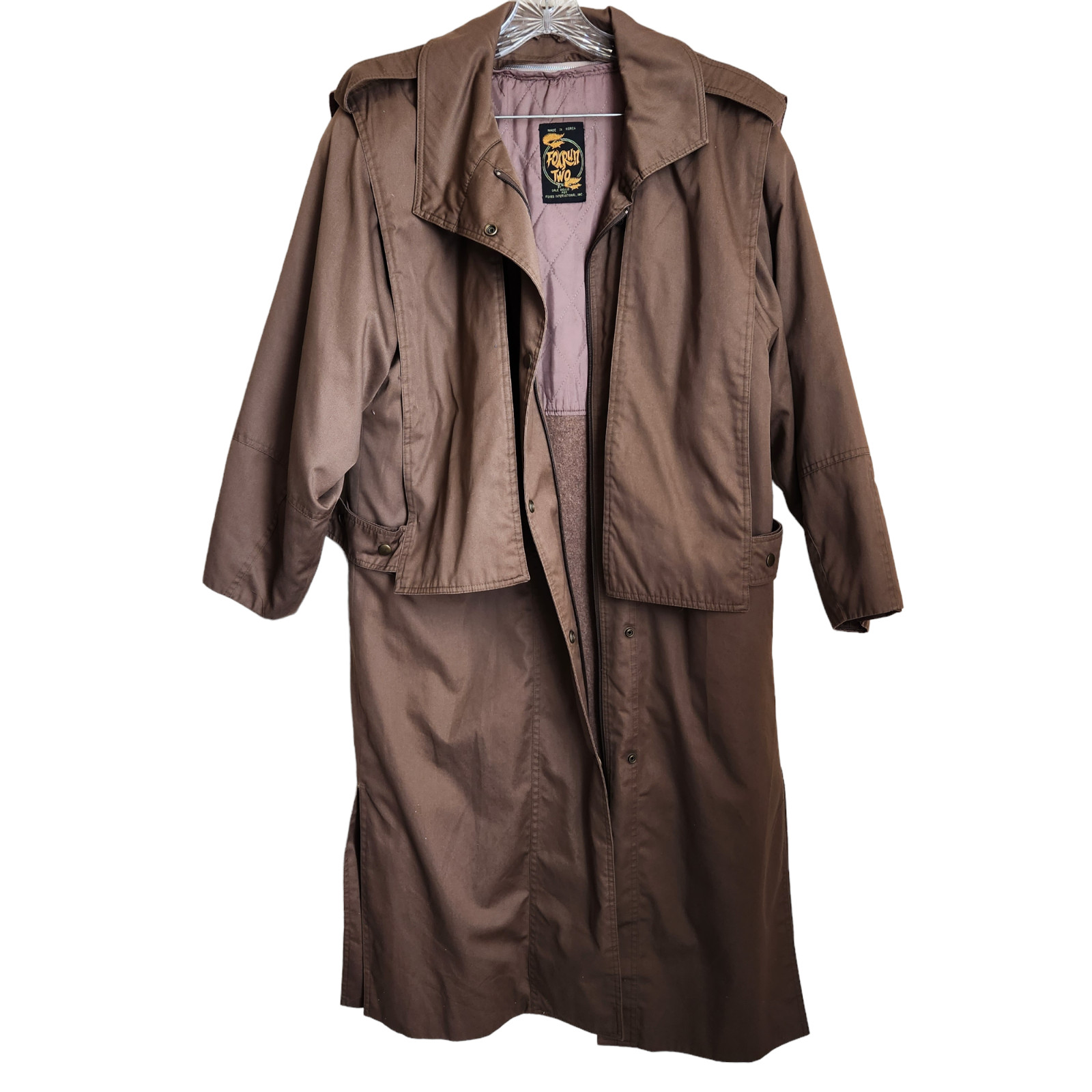 Vintage Foxrun Two By Gale Gould Womens Trench Coat Khaki XL Dark Brown Vintage Foxrun Two By Gale Gould Womens Trench Coat Khaki XL Dark Brown
