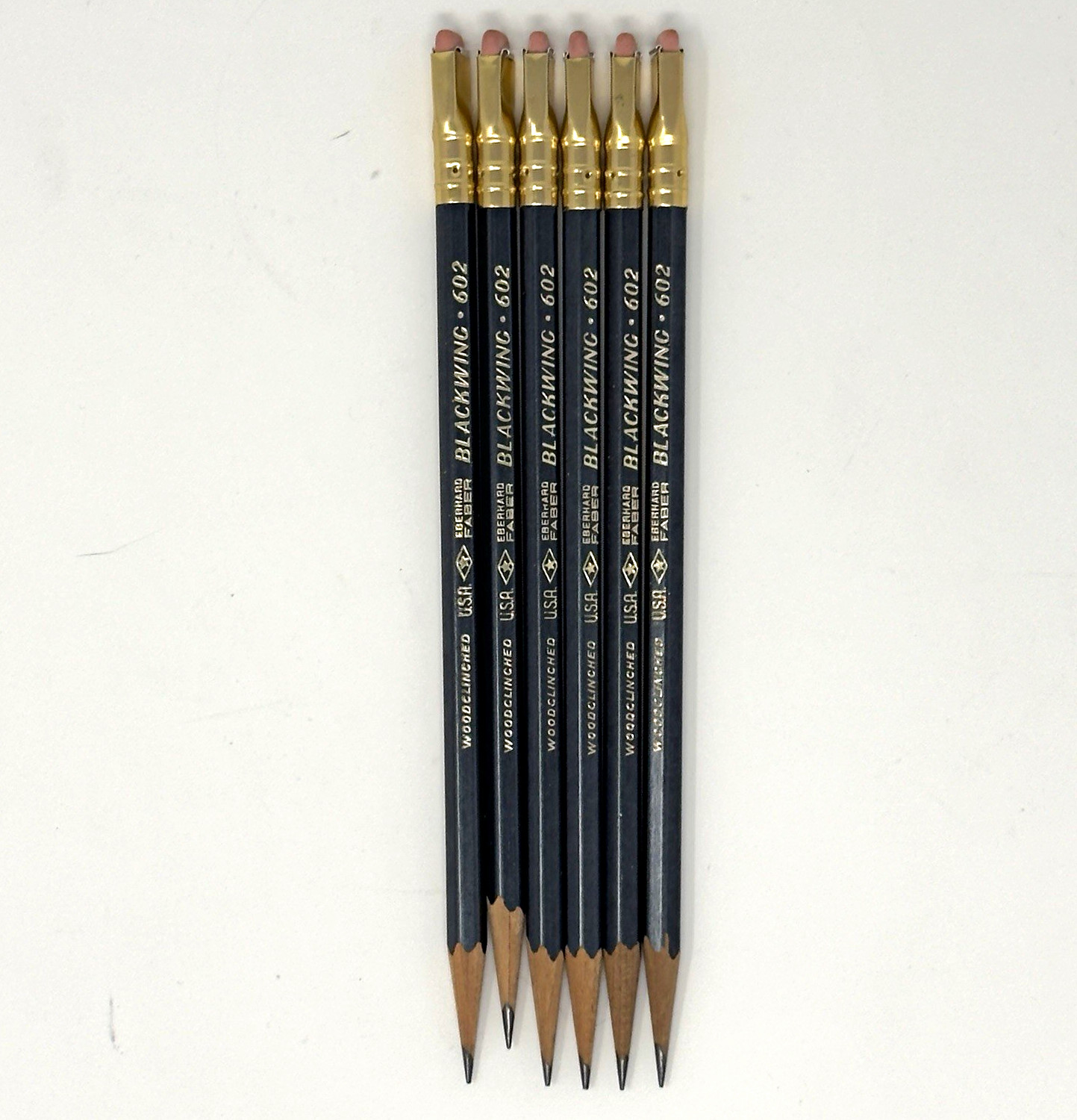 Lot 6 Vintage Eberhard Faber Blackwing 602 Woodclinched USA Pencils Sharpened