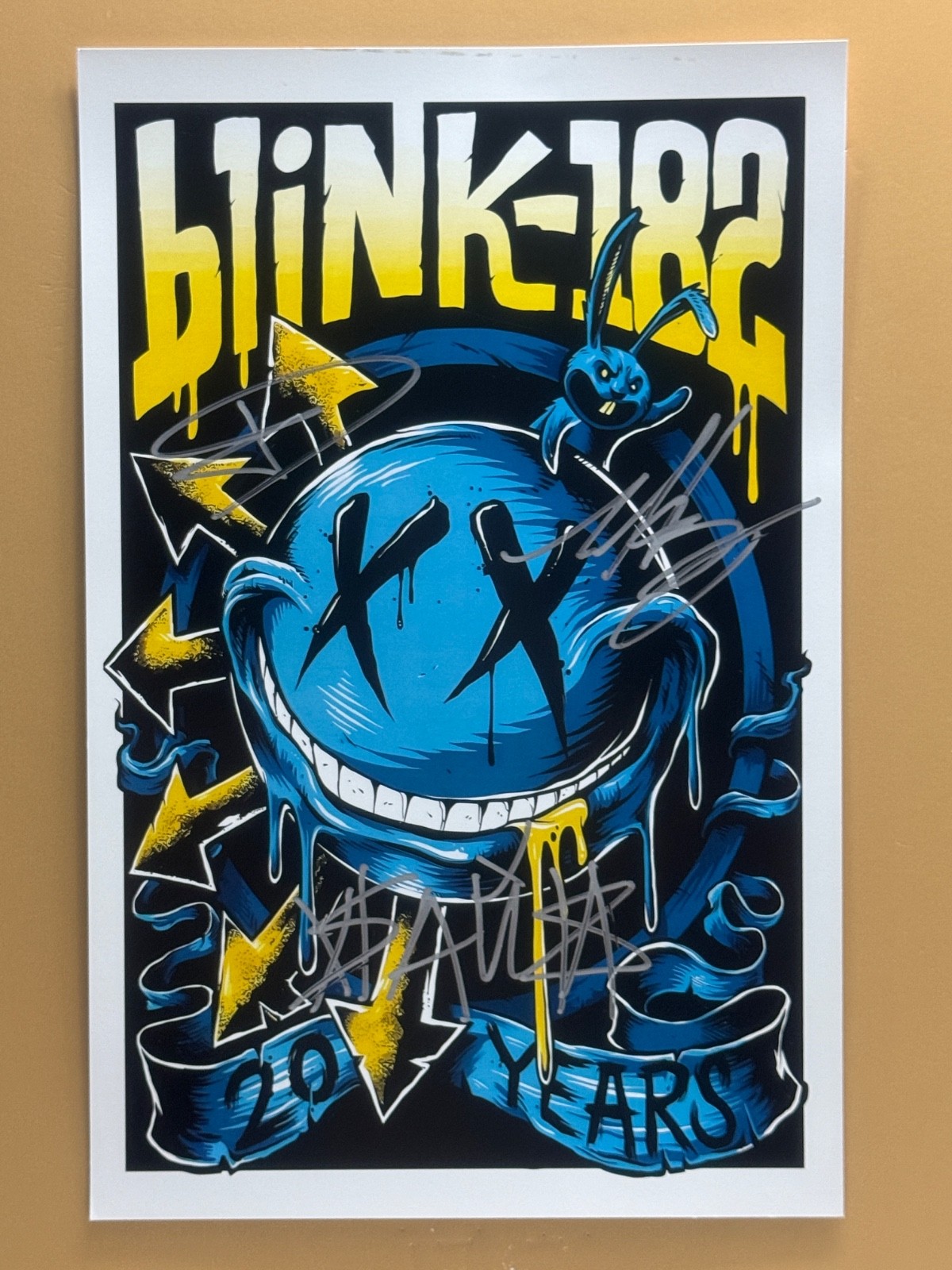 SIGNED BLINK-182 20 YEARS 11x17 Music Poster COA by 3 of the band members SIGNED BLINK-182 20 YEARS 11x17 Music Poster COA by 3 of the band members