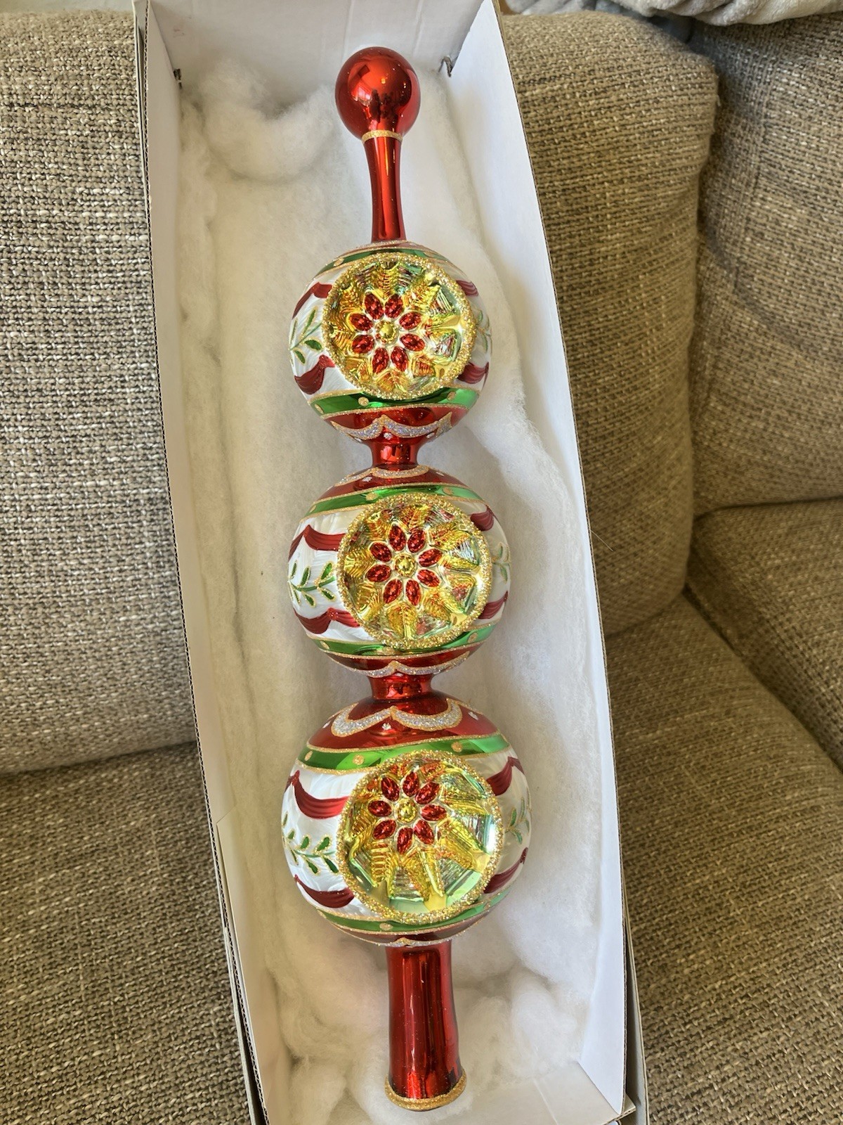 Rare~Christopher Radko Reflector Ball“Emperor’s Finial” Tree Topper Poland 2005