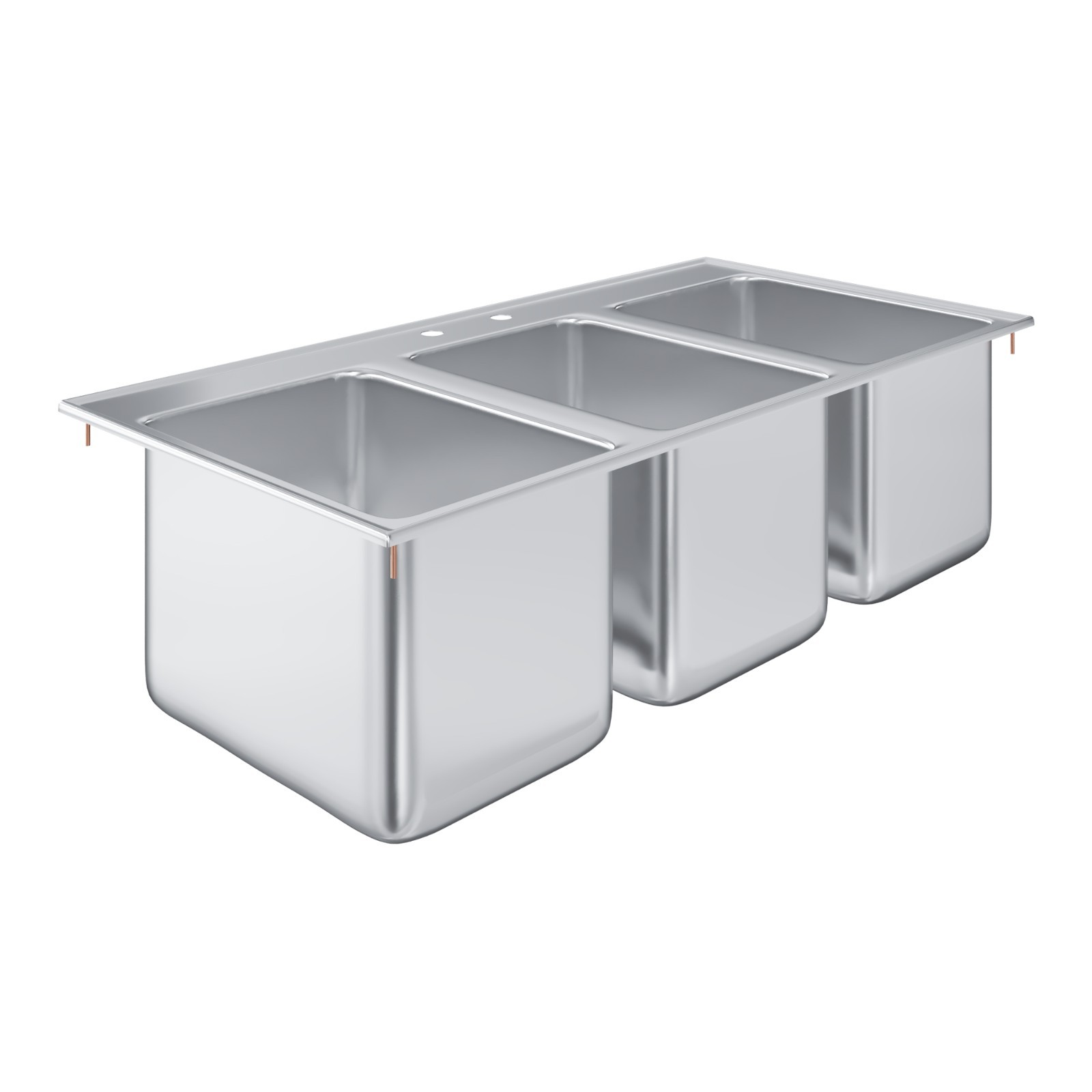 AmGood 10 in. x 14 in. x 10 in. Stainless Steel 3 Compartment Drop-In Sink. NSF	