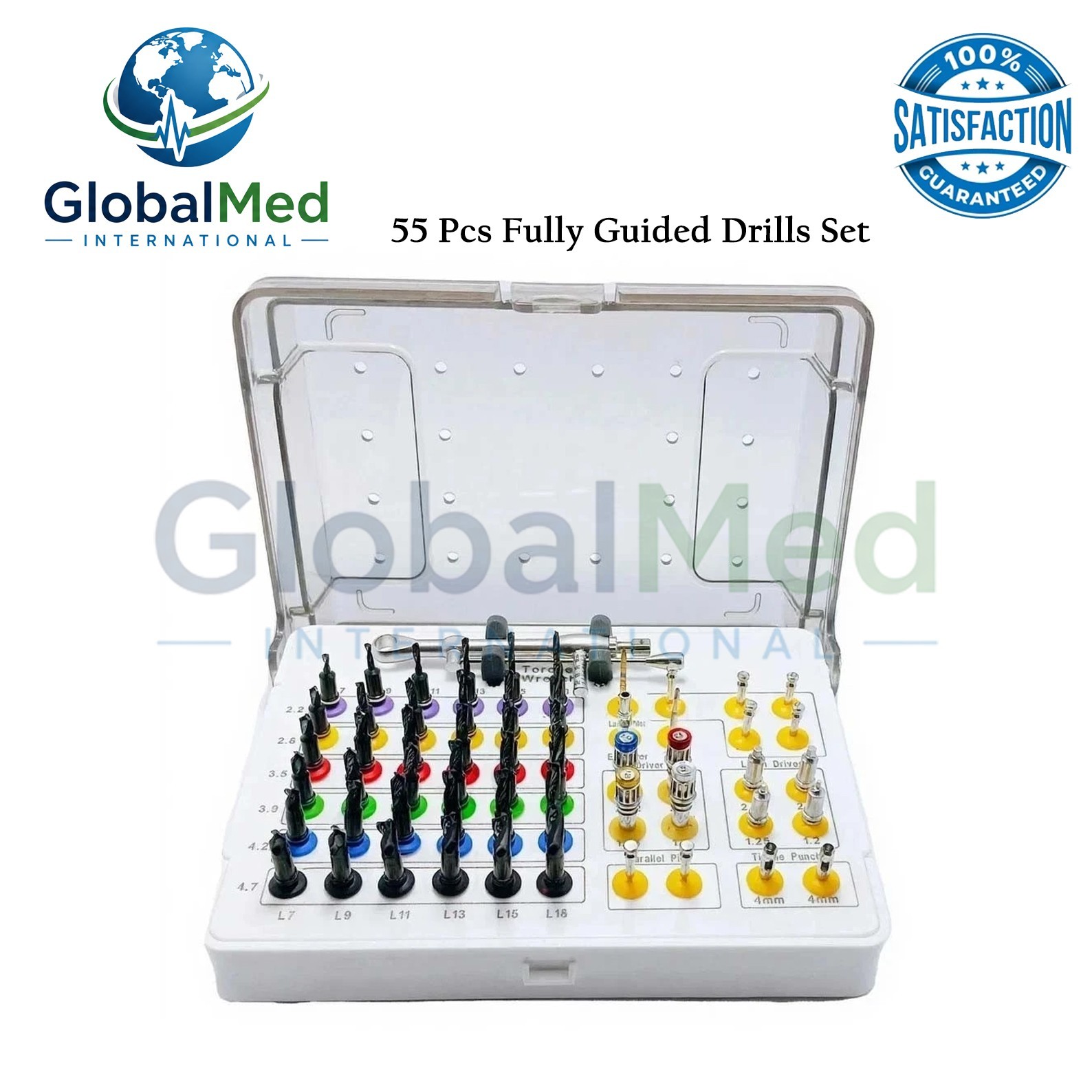 55 Pcs Fully Guided Drills Set Universal Dental Implant Guide & Positioning Kit