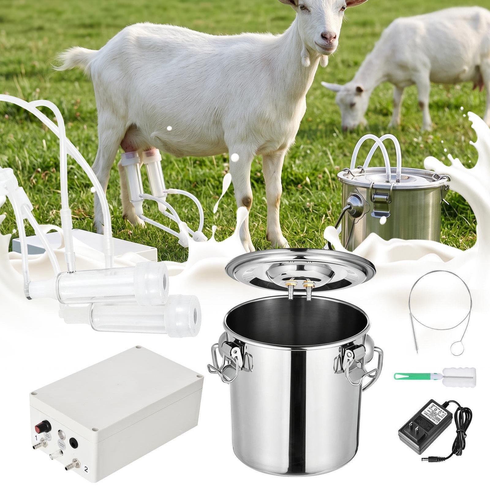 Rechargeble 3L Electric Goat Milking Machine Automatic Vacuum Pump Milker Suckin