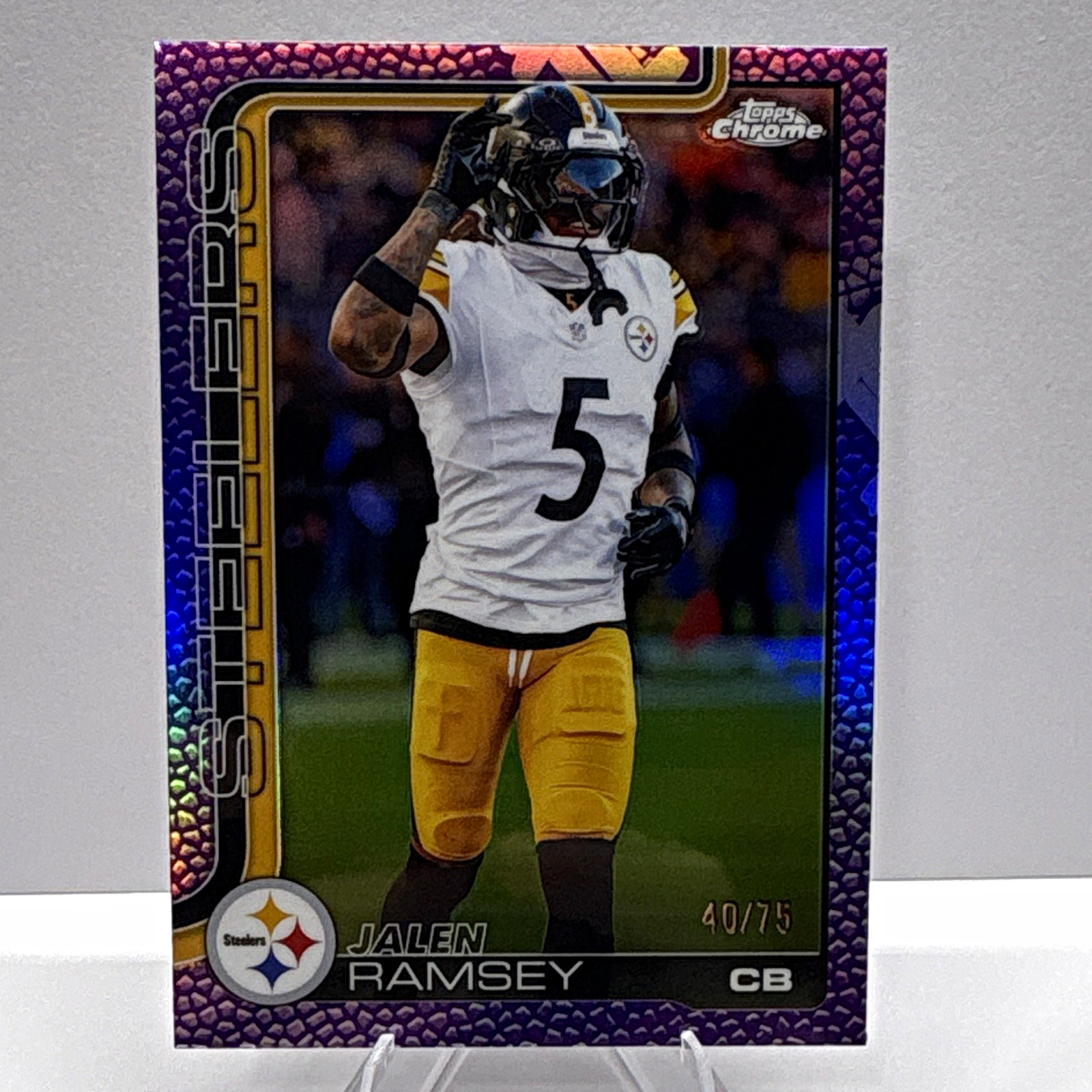 2025 Topps Chrome Jalen Ramsey #191 Steelers Purple Refractor 40/75 2025 Topps Chrome Jalen Ramsey #191 Steelers Purple Refractor 40/75