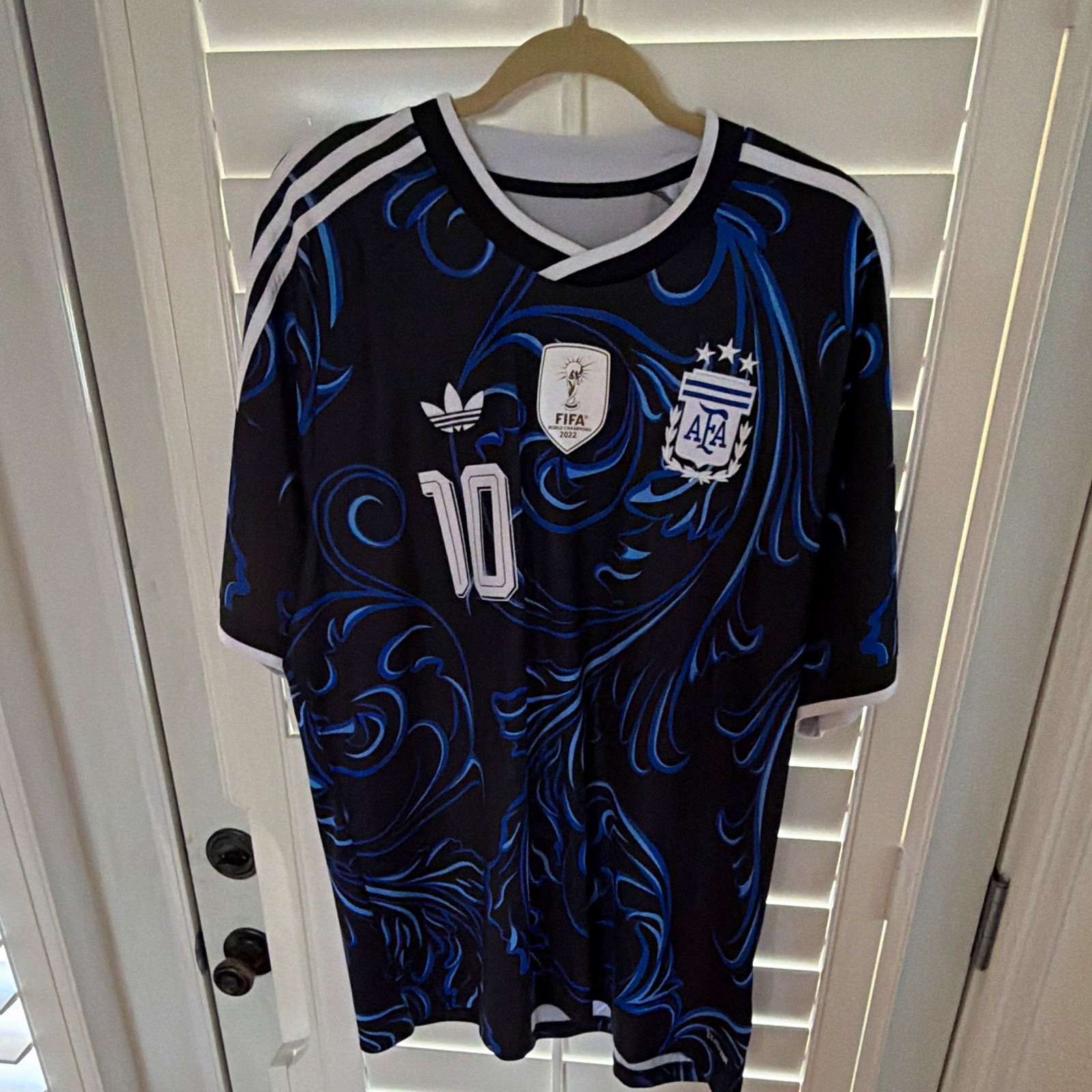 Real adidas Argentina Lionel Messi #10 Men’s XXL Soccer Jersey Black/Blue/White Real adidas Argentina Lionel Messi #10 Men’s XXL Soccer Jersey Black/Blue/White
