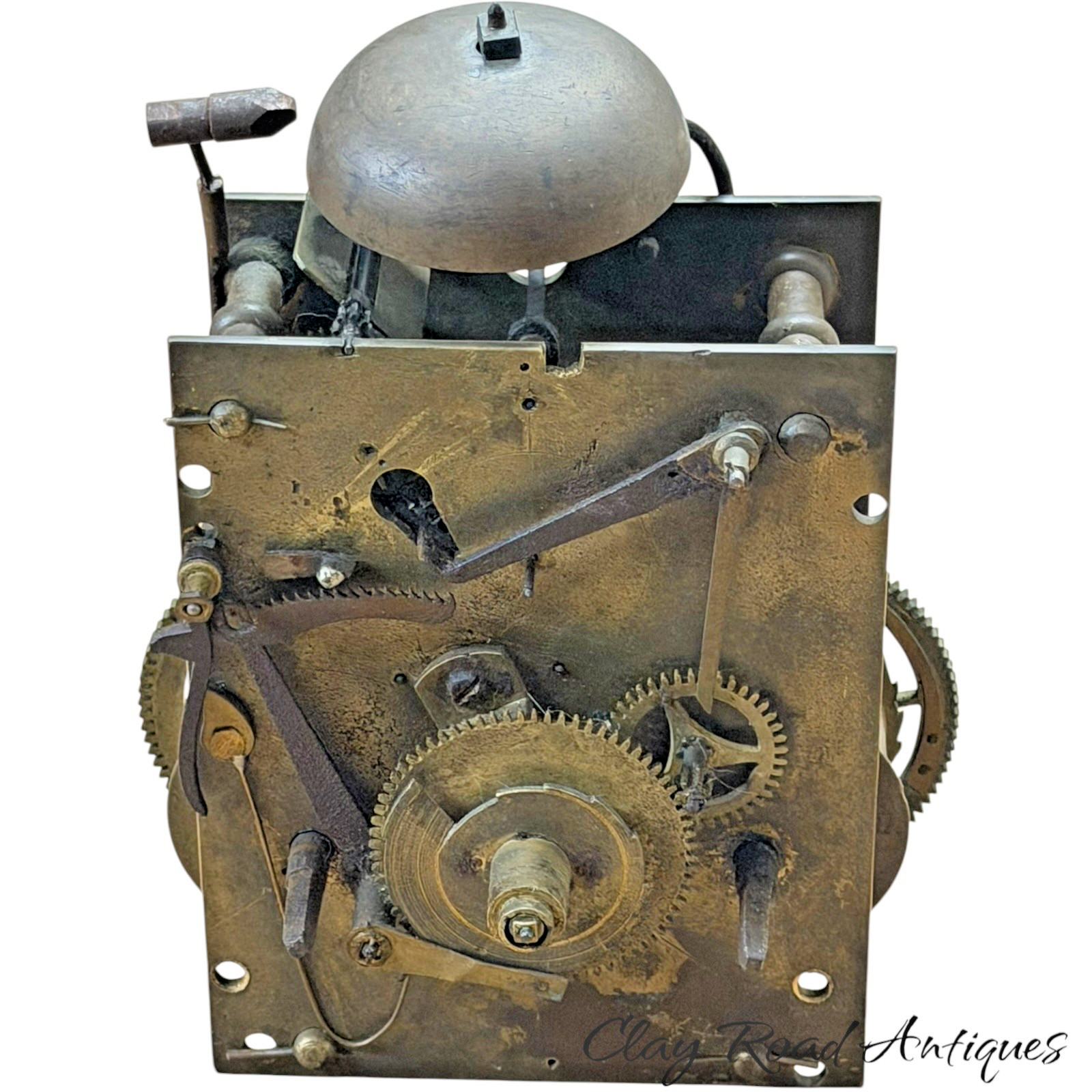 18th C Antique Brass 8 day long case Grandfather Clock Movement Bell Strike 18th C Antique Brass 8 day long case Grandfather Clock Movement Bell Strike