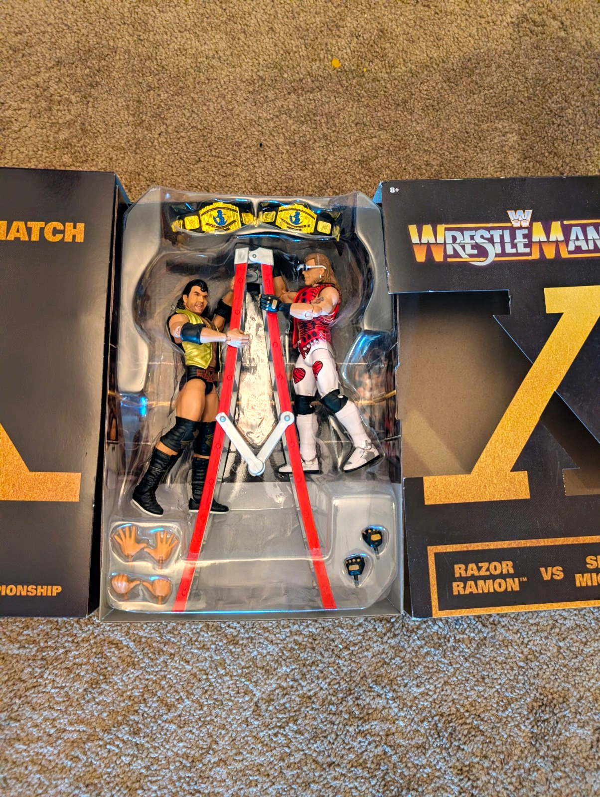 WWE WrestleMania X Razor Ramon vs Shawn Michaels Figure Set Ladder Belt Hands WWE WrestleMania X Razor Ramon vs Shawn Michaels Figure Set Ladder Belt Hands