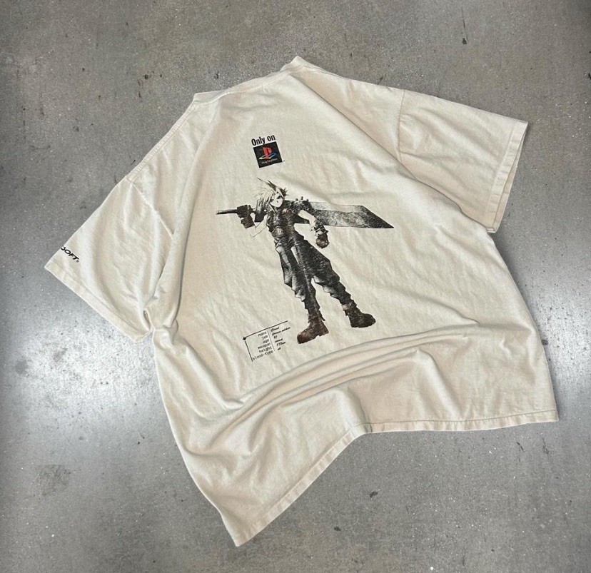 Vintage 1997 Final Fantasy VII Cloud Playstation Squaresoft White Promo Shirt XL Vintage 1997 Final Fantasy VII Cloud Playstation Squaresoft White Promo Shirt XL