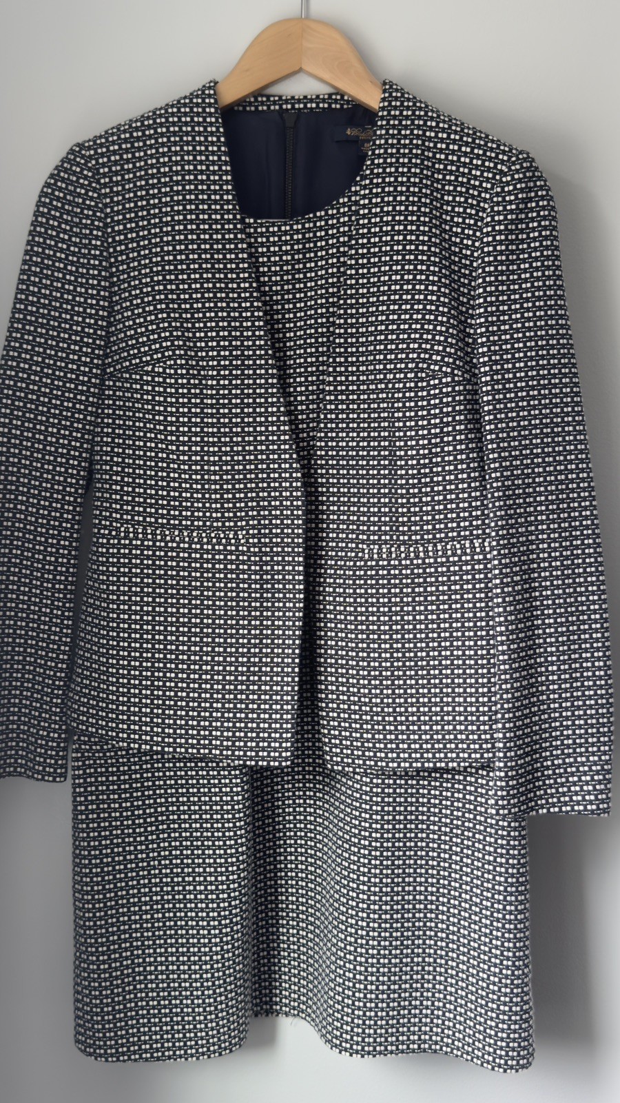 Brooks Brothers Petite Dress Jacket Set 8P 6P 100% Cotton Navy White NWOT