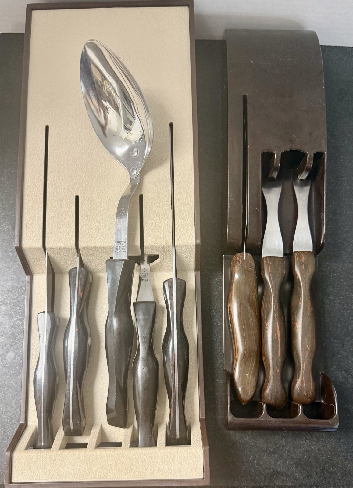 Vintage Cutco Knife & Utensil Set with 2 Storage Holders Bakelite USA 10 Pc