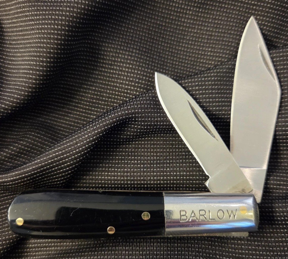 Rite-Edge Classic Black Two Blade Barlow Pocket Knife - Free Same Day Shipping
