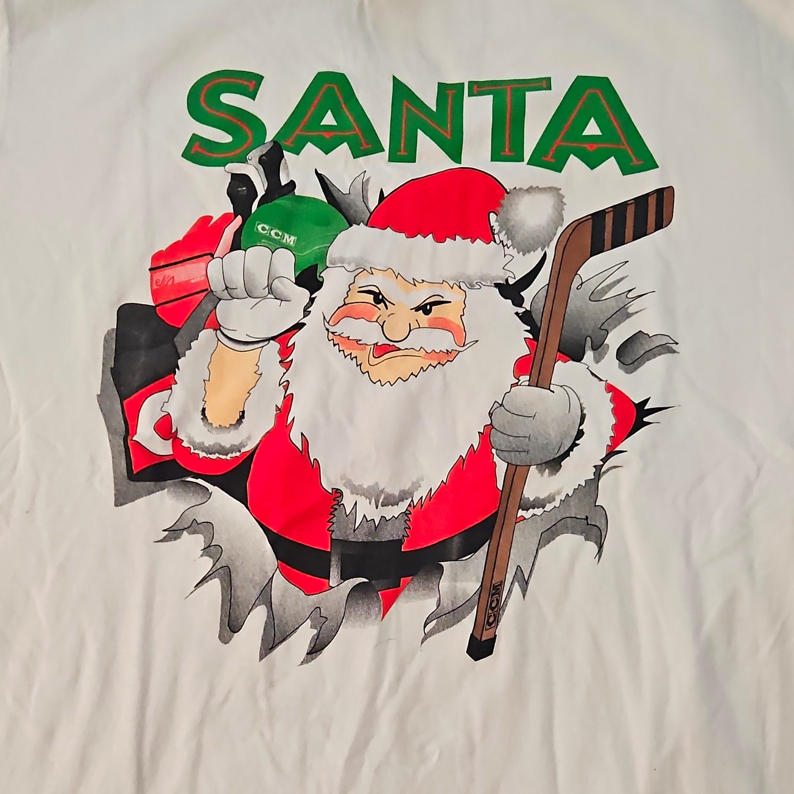RARE Nutmeg CCM Vintage 90s Santa Claus Breakthrough Hockey NHL Christmas Sz M RARE Nutmeg CCM Vintage 90s Santa Claus Breakthrough Hockey NHL Christmas Sz M