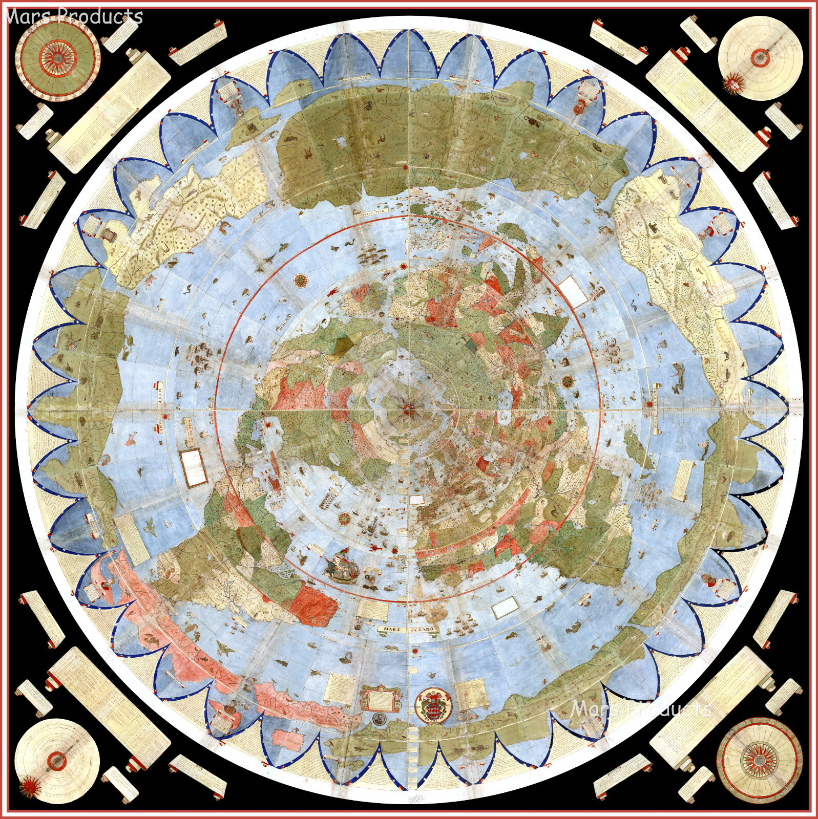 Flat Earth Map of the World 1587 Urbano Monte Poster Art Globe 20x20 Flat Earth Map of the World 1587 Urbano Monte Poster Art Globe 20x20