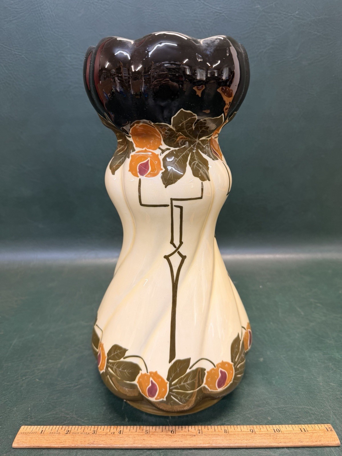 Rare Julius Dressler JBD Pottery Jugendstil Art Nouveau Austria Vase Chestnuts Rare Julius Dressler JBD Pottery Jugendstil Art Nouveau Austria Vase Chestnuts