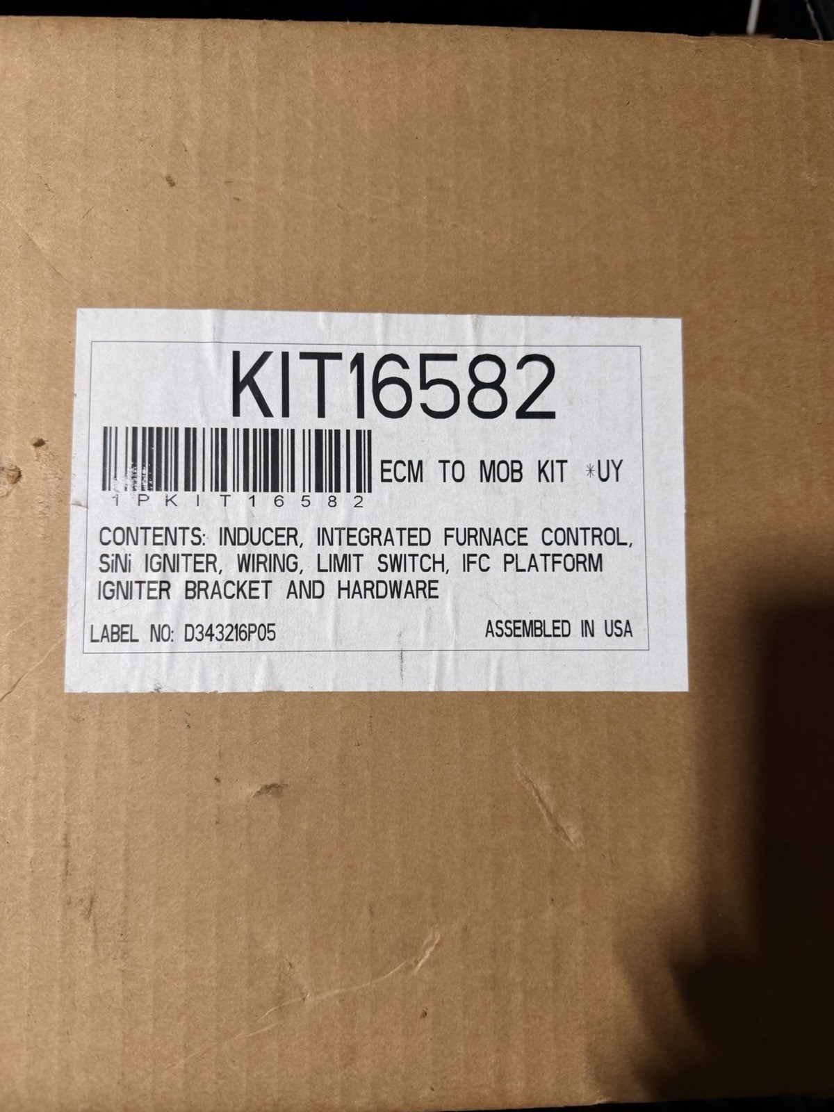 BRAND NEW Trane KIT16582 ECM TO MOB Inducer Conversion Kit