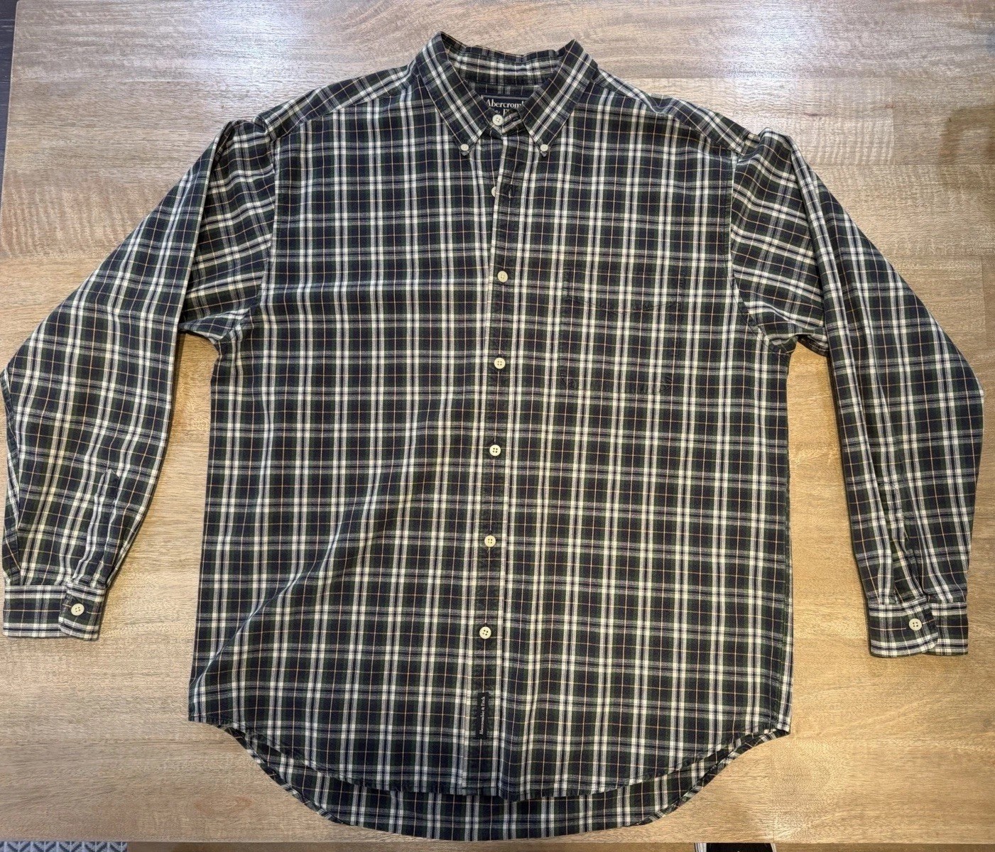 Vintage Y2K Abercrombie & Fitch Plaid Button Up Shirt Mens L Green Navy Gingham Vintage Y2K Abercrombie & Fitch Plaid Button Up Shirt Mens L Green Navy Gingham